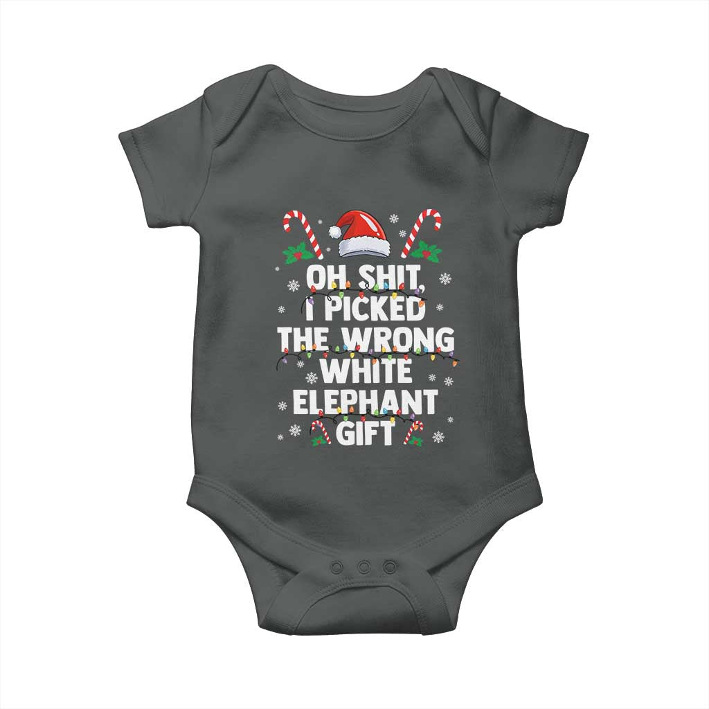 Funny Oh Shit I Picked The Wrong White Elephant Gift Baby Onesie Christmas Gift Exchange Santa Hat - Wonder Print Shop
