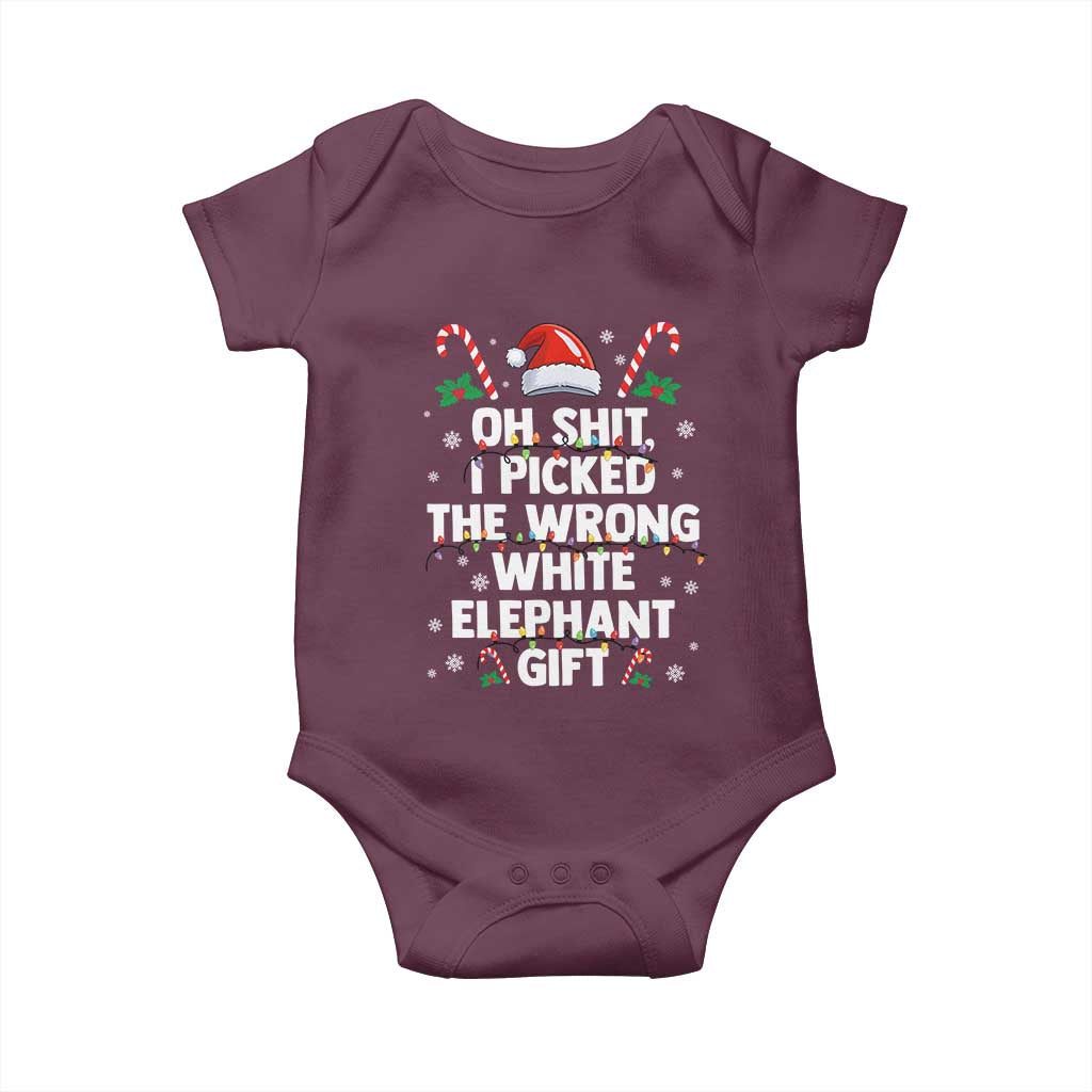 Funny Oh Shit I Picked The Wrong White Elephant Gift Baby Onesie Christmas Gift Exchange Santa Hat - Wonder Print Shop