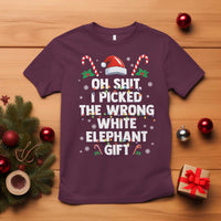 Funny Oh Shit I Picked The Wrong White Elephant Gift T Shirt Christmas Gift Exchange Santa Hat - Wonder Print Shop
