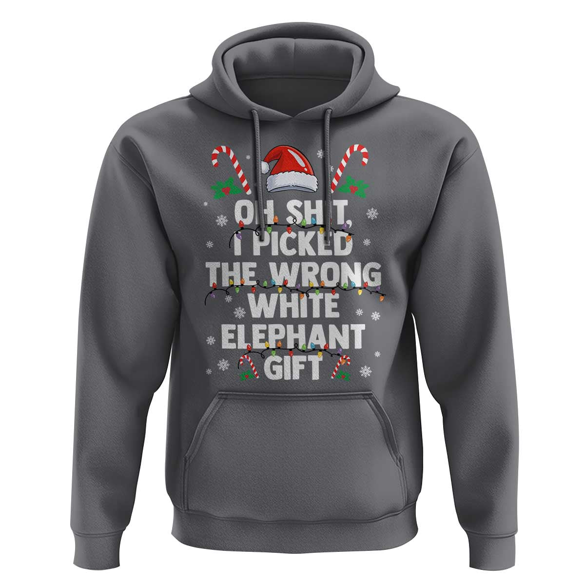 Funny Oh Shit I Picked The Wrong White Elephant Gift Hoodie Christmas Gift Exchange Santa Hat - Wonder Print Shop