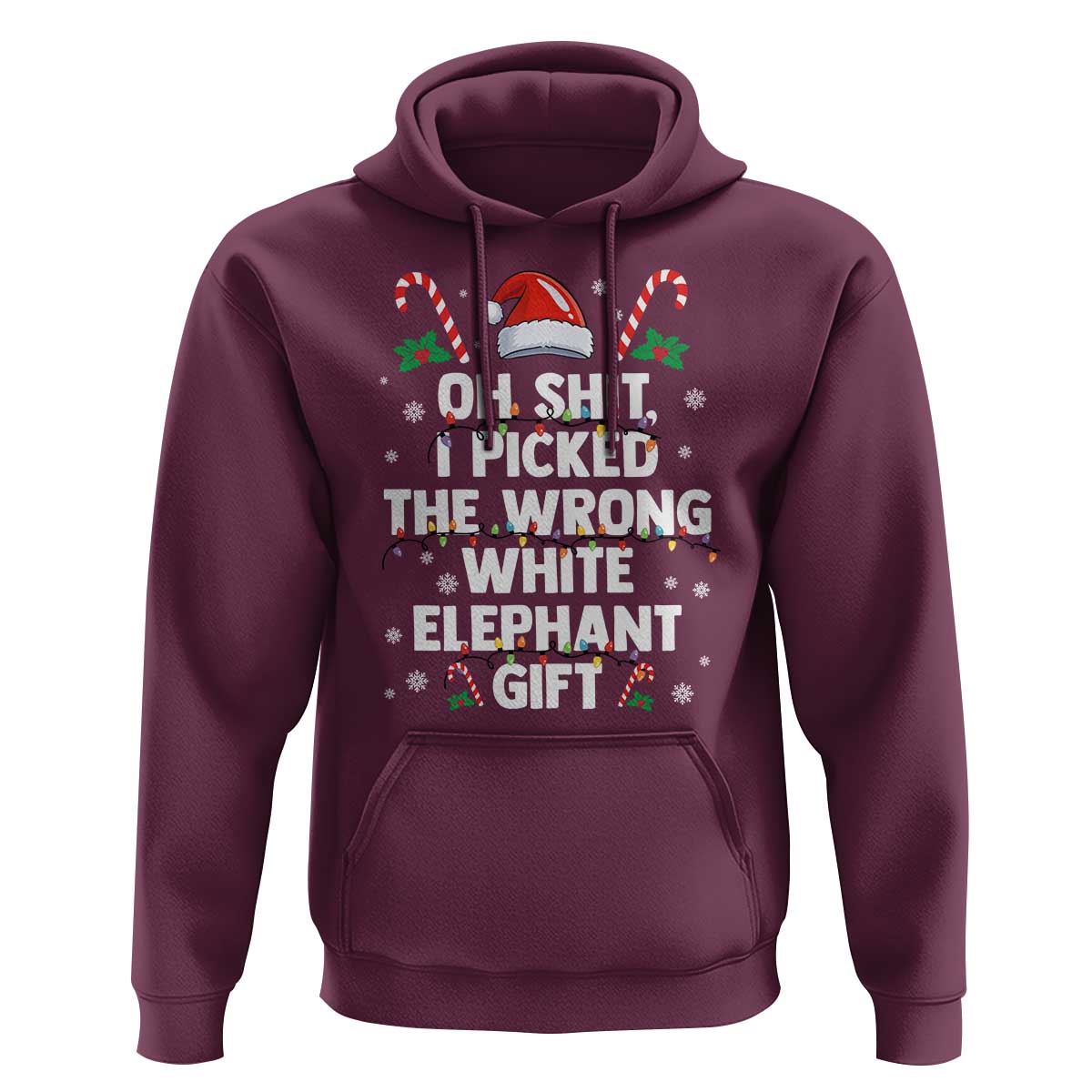Funny Oh Shit I Picked The Wrong White Elephant Gift Hoodie Christmas Gift Exchange Santa Hat - Wonder Print Shop