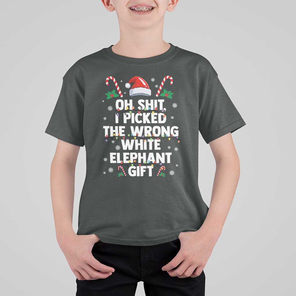 Funny Oh Shit I Picked The Wrong White Elephant Gift T Shirt For Kid Christmas Gift Exchange Santa Hat - Wonder Print Shop