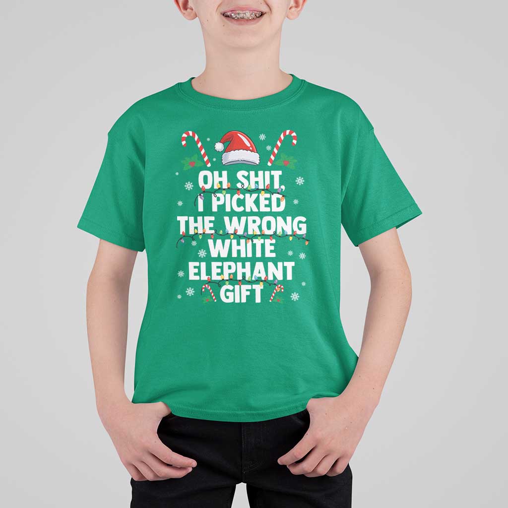 Funny Oh Shit I Picked The Wrong White Elephant Gift T Shirt For Kid Christmas Gift Exchange Santa Hat - Wonder Print Shop