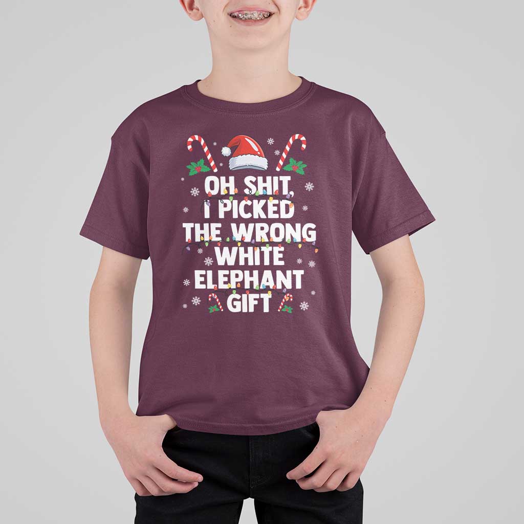 Funny Oh Shit I Picked The Wrong White Elephant Gift T Shirt For Kid Christmas Gift Exchange Santa Hat - Wonder Print Shop