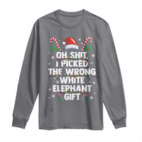 Funny Oh Shit I Picked The Wrong White Elephant Gift Long Sleeve Shirt Christmas Gift Exchange Santa Hat - Wonder Print Shop