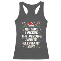 Funny Oh Shit I Picked The Wrong White Elephant Gift Racerback Tank Top Christmas Gift Exchange Santa Hat - Wonder Print Shop