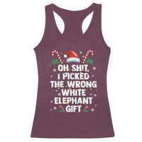 Funny Oh Shit I Picked The Wrong White Elephant Gift Racerback Tank Top Christmas Gift Exchange Santa Hat - Wonder Print Shop