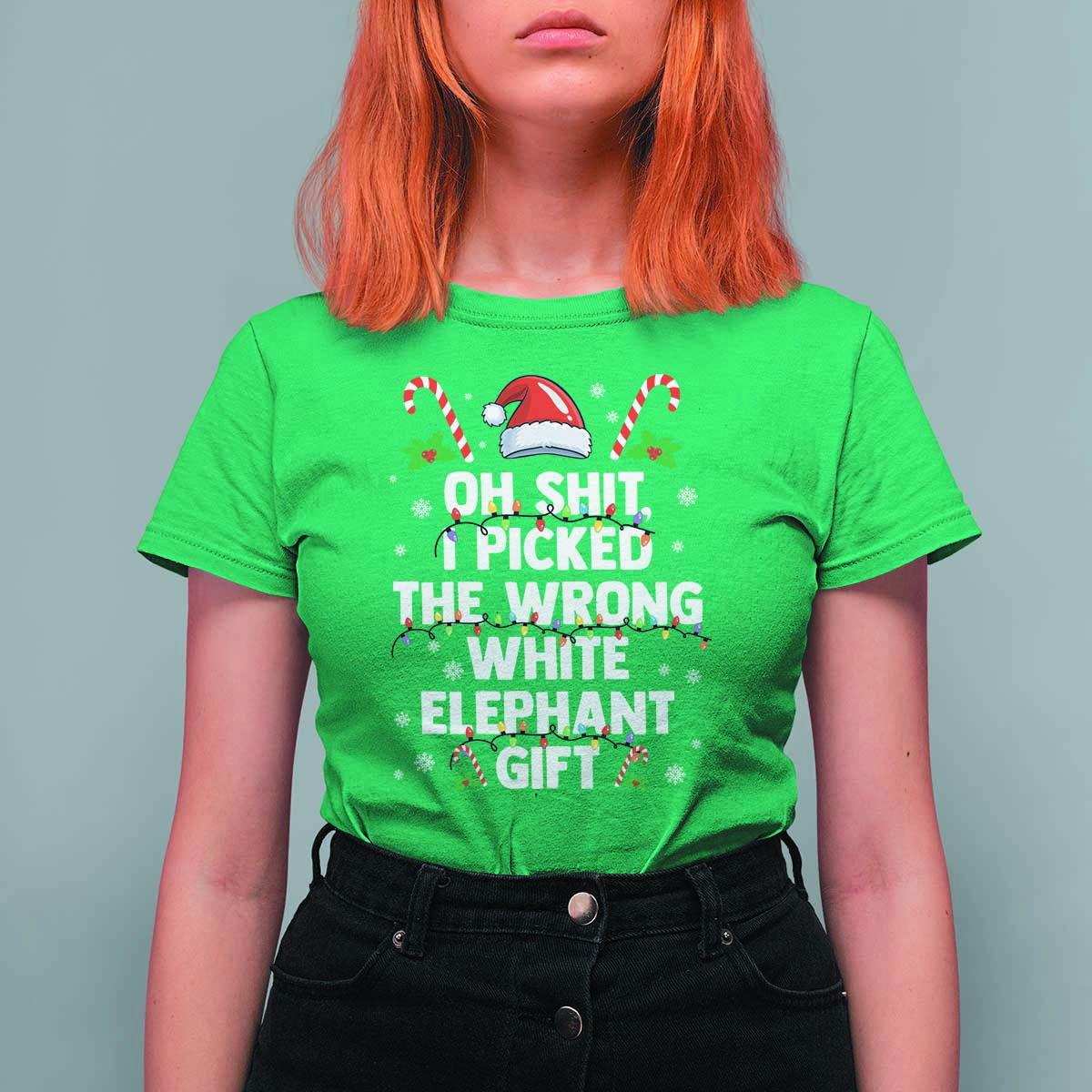 Funny Oh Shit I Picked The Wrong White Elephant Gift T Shirt For Women Christmas Gift Exchange Santa Hat - Wonder Print Shop