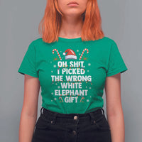 Funny Oh Shit I Picked The Wrong White Elephant Gift T Shirt For Women Christmas Gift Exchange Santa Hat - Wonder Print Shop