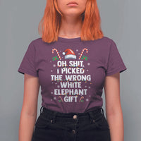 Funny Oh Shit I Picked The Wrong White Elephant Gift T Shirt For Women Christmas Gift Exchange Santa Hat - Wonder Print Shop