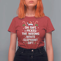 Funny Oh Shit I Picked The Wrong White Elephant Gift T Shirt For Women Christmas Gift Exchange Santa Hat - Wonder Print Shop