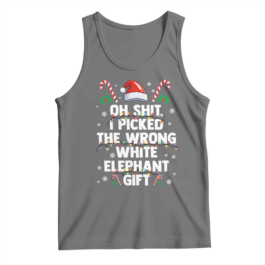 Funny Oh Shit I Picked The Wrong White Elephant Gift Tank Top Christmas Gift Exchange Santa Hat - Wonder Print Shop