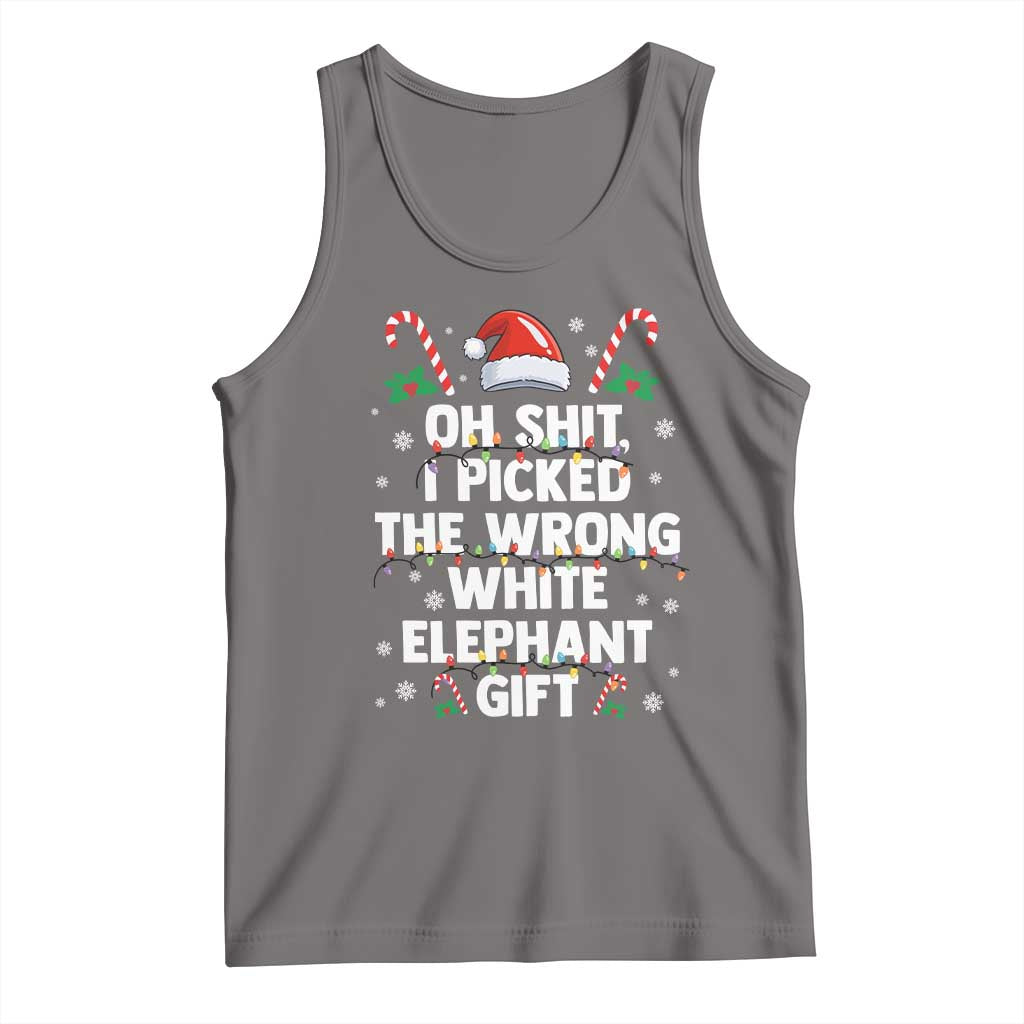 Funny Oh Shit I Picked The Wrong White Elephant Gift Tank Top Christmas Gift Exchange Santa Hat - Wonder Print Shop