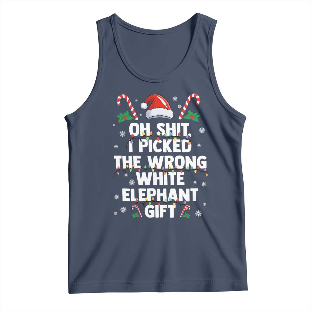 Funny Oh Shit I Picked The Wrong White Elephant Gift Tank Top Christmas Gift Exchange Santa Hat - Wonder Print Shop