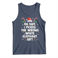 Funny Oh Shit I Picked The Wrong White Elephant Gift Tank Top Christmas Gift Exchange Santa Hat - Wonder Print Shop