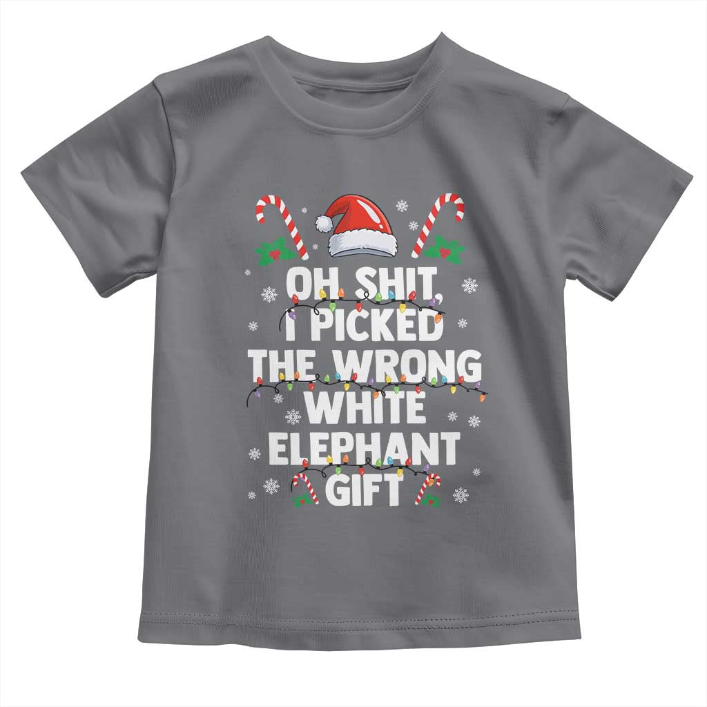 Funny Oh Shit I Picked The Wrong White Elephant Gift Toddler T Shirt Christmas Gift Exchange Santa Hat - Wonder Print Shop