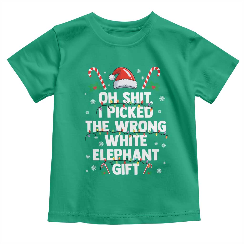 Funny Oh Shit I Picked The Wrong White Elephant Gift Toddler T Shirt Christmas Gift Exchange Santa Hat - Wonder Print Shop