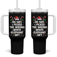 Funny Oh Shit I Picked The Wrong White Elephant Gift Tumbler With Handle Christmas Gift Exchange Santa Hat - Wonder Print Shop
