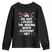 Funny Oh Shit I Picked The Wrong White Elephant Gift Youth Sweatshirt Christmas Gift Exchange Santa Hat - Wonder Print Shop
