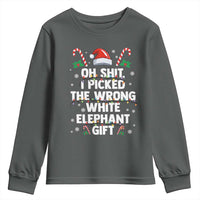 Funny Oh Shit I Picked The Wrong White Elephant Gift Youth Sweatshirt Christmas Gift Exchange Santa Hat - Wonder Print Shop