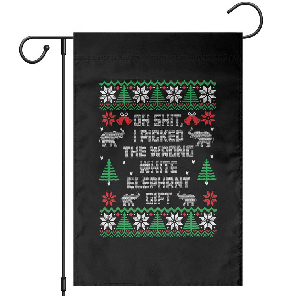 Funny Oh Shit I Picked The Wrong White Elephant Gift Garden Flag Christmas Gift Exchange - Wonder Print Shop