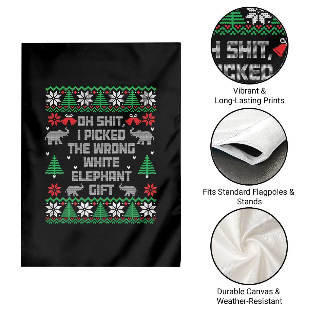 Funny Oh Shit I Picked The Wrong White Elephant Gift Garden Flag Christmas Gift Exchange - Wonder Print Shop
