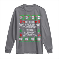 Funny Oh Shit I Picked The Wrong White Elephant Gift Long Sleeve Shirt Christmas Gift Exchange - Wonder Print Shop