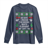 Funny Oh Shit I Picked The Wrong White Elephant Gift Long Sleeve Shirt Christmas Gift Exchange - Wonder Print Shop