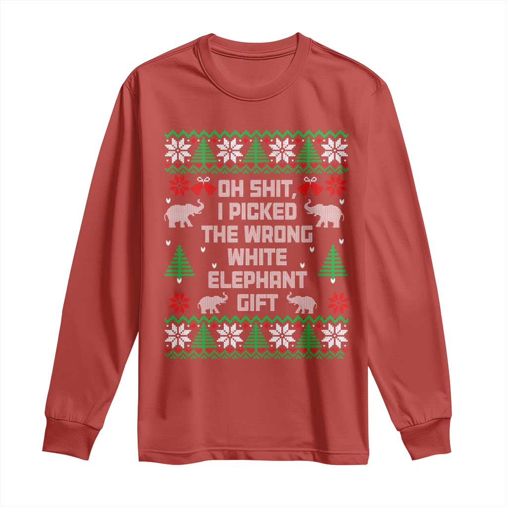 Funny Oh Shit I Picked The Wrong White Elephant Gift Long Sleeve Shirt Christmas Gift Exchange - Wonder Print Shop