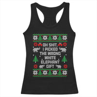 Funny Oh Shit I Picked The Wrong White Elephant Gift Racerback Tank Top Christmas Gift Exchange - Wonder Print Shop