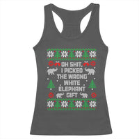 Funny Oh Shit I Picked The Wrong White Elephant Gift Racerback Tank Top Christmas Gift Exchange - Wonder Print Shop