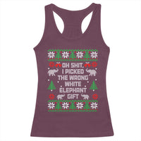 Funny Oh Shit I Picked The Wrong White Elephant Gift Racerback Tank Top Christmas Gift Exchange - Wonder Print Shop
