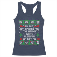 Funny Oh Shit I Picked The Wrong White Elephant Gift Racerback Tank Top Christmas Gift Exchange - Wonder Print Shop
