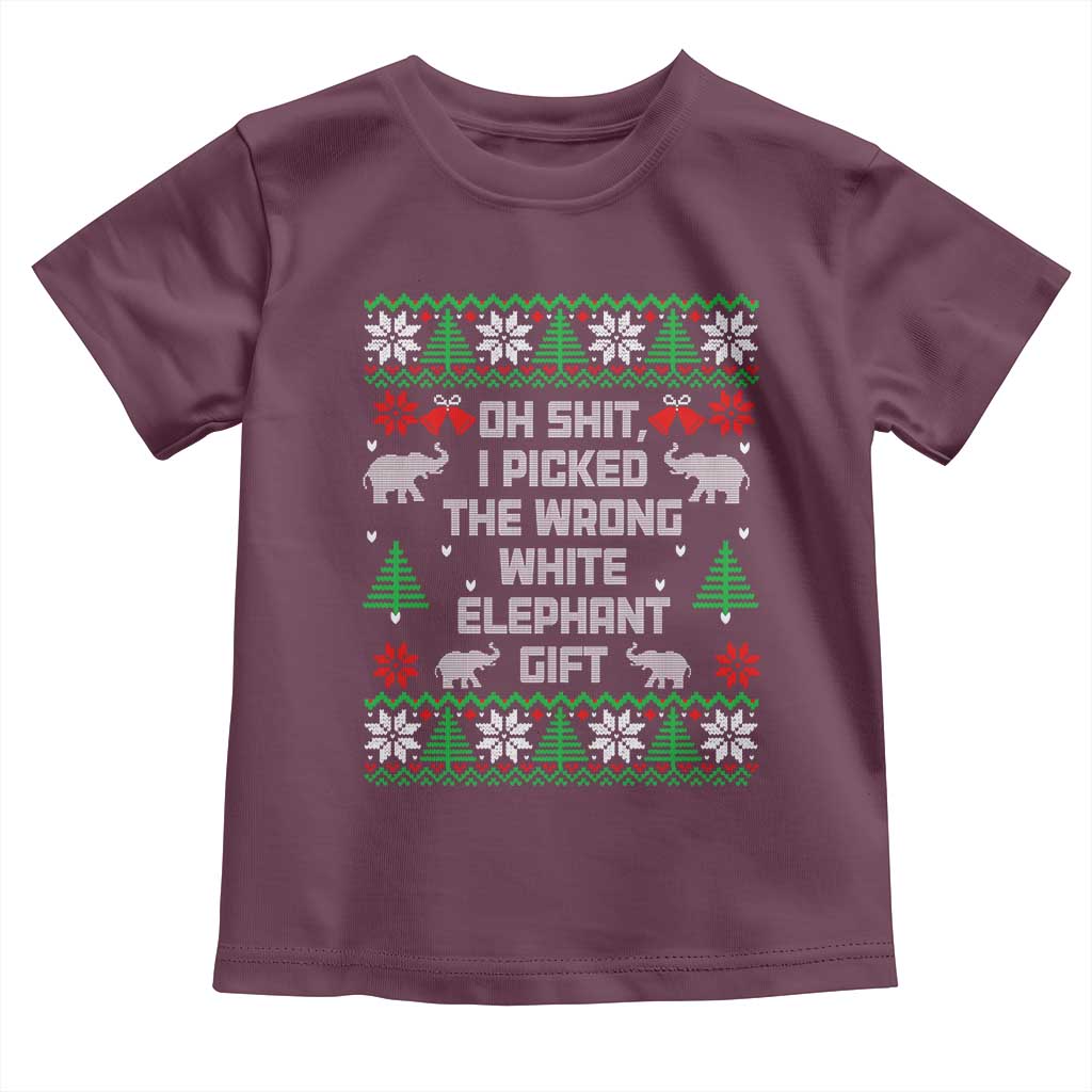 Funny Oh Shit I Picked The Wrong White Elephant Gift Toddler T Shirt Christmas Gift Exchange - Wonder Print Shop