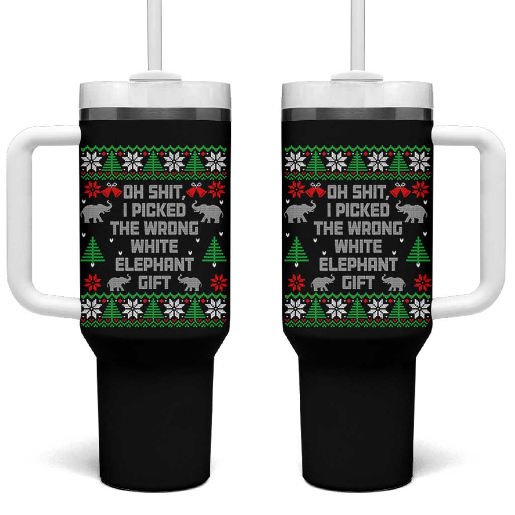Funny Oh Shit I Picked The Wrong White Elephant Gift Tumbler With Handle Christmas Gift Exchange - Wonder Print Shop