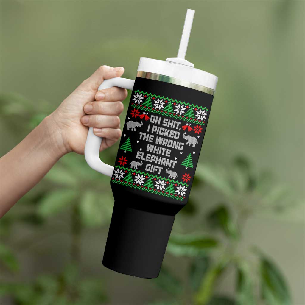 Funny Oh Shit I Picked The Wrong White Elephant Gift Tumbler With Handle Christmas Gift Exchange - Wonder Print Shop