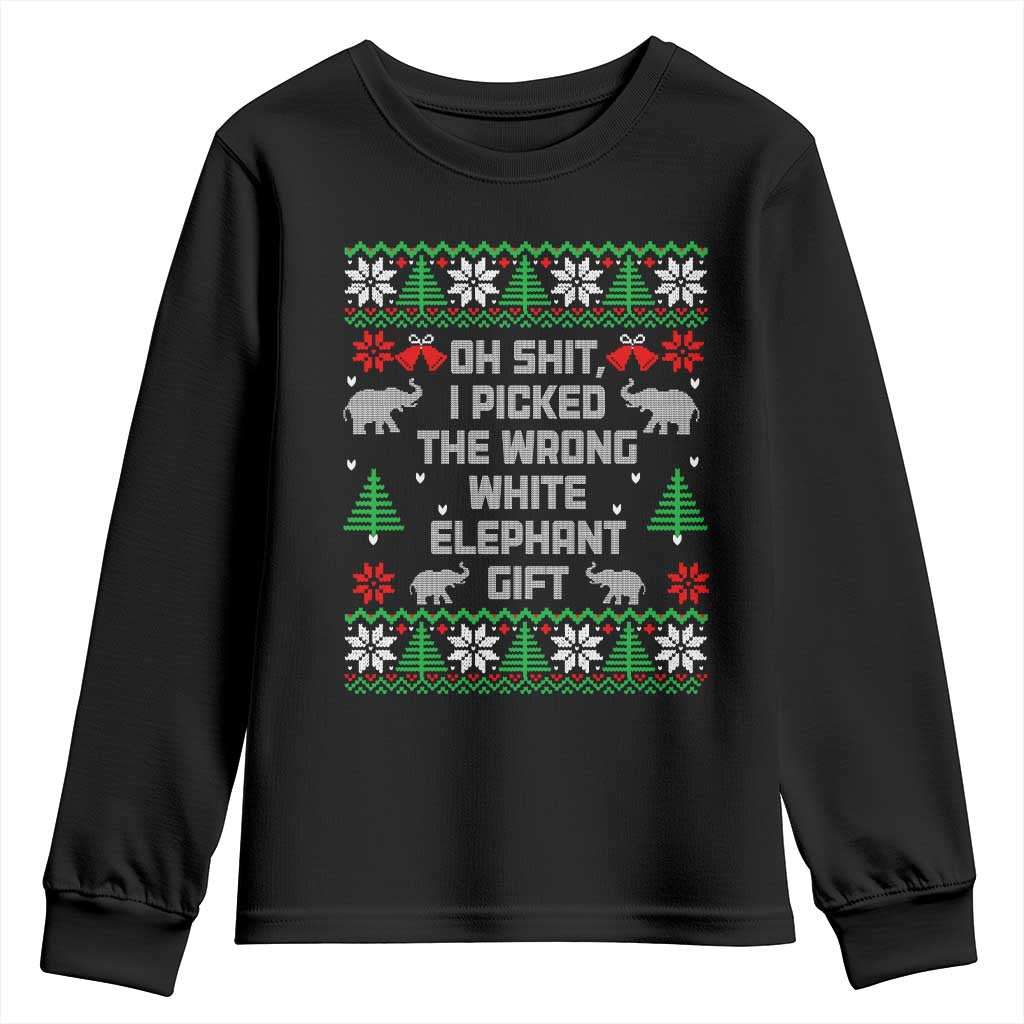Funny Oh Shit I Picked The Wrong White Elephant Gift Youth Sweatshirt Christmas Gift Exchange - Wonder Print Shop
