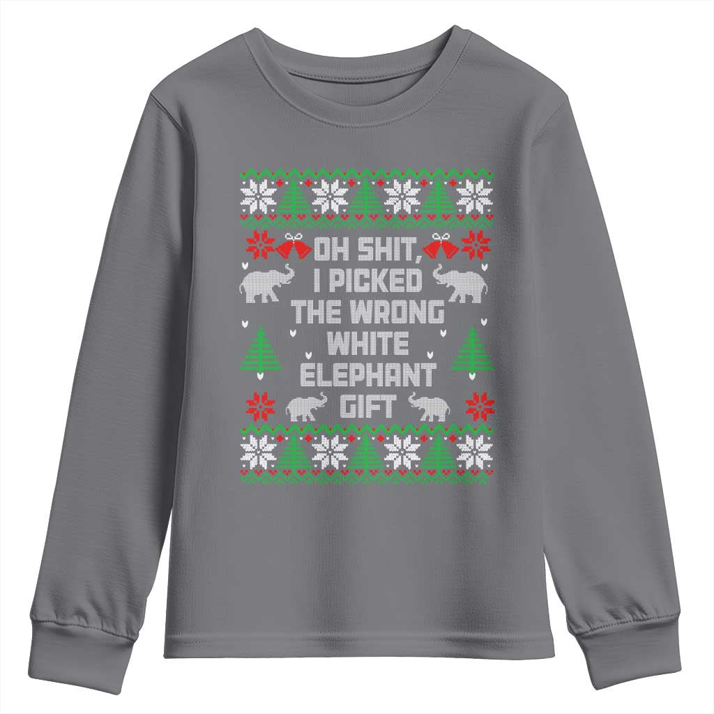 Funny Oh Shit I Picked The Wrong White Elephant Gift Youth Sweatshirt Christmas Gift Exchange - Wonder Print Shop