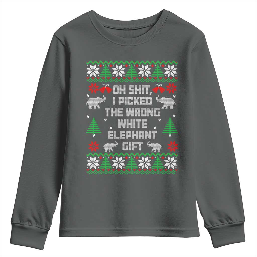 Funny Oh Shit I Picked The Wrong White Elephant Gift Youth Sweatshirt Christmas Gift Exchange - Wonder Print Shop