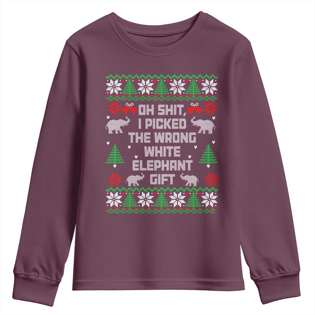 Funny Oh Shit I Picked The Wrong White Elephant Gift Youth Sweatshirt Christmas Gift Exchange - Wonder Print Shop