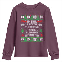 Funny Oh Shit I Picked The Wrong White Elephant Gift Youth Sweatshirt Christmas Gift Exchange - Wonder Print Shop