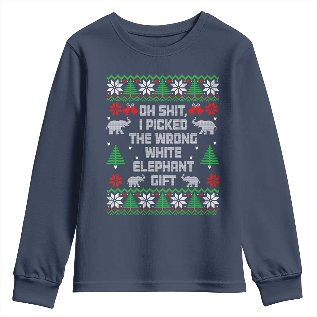 Funny Oh Shit I Picked The Wrong White Elephant Gift Youth Sweatshirt Christmas Gift Exchange - Wonder Print Shop