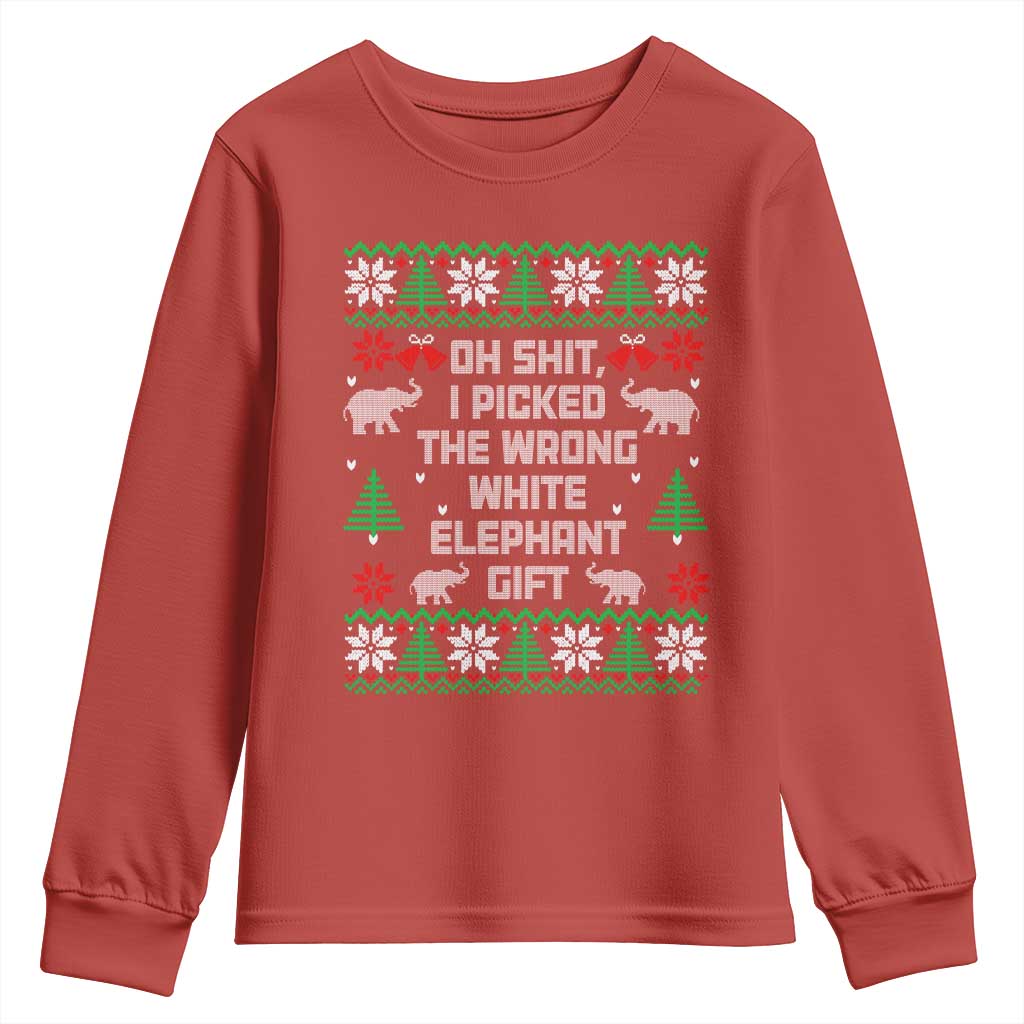 Funny Oh Shit I Picked The Wrong White Elephant Gift Youth Sweatshirt Christmas Gift Exchange - Wonder Print Shop