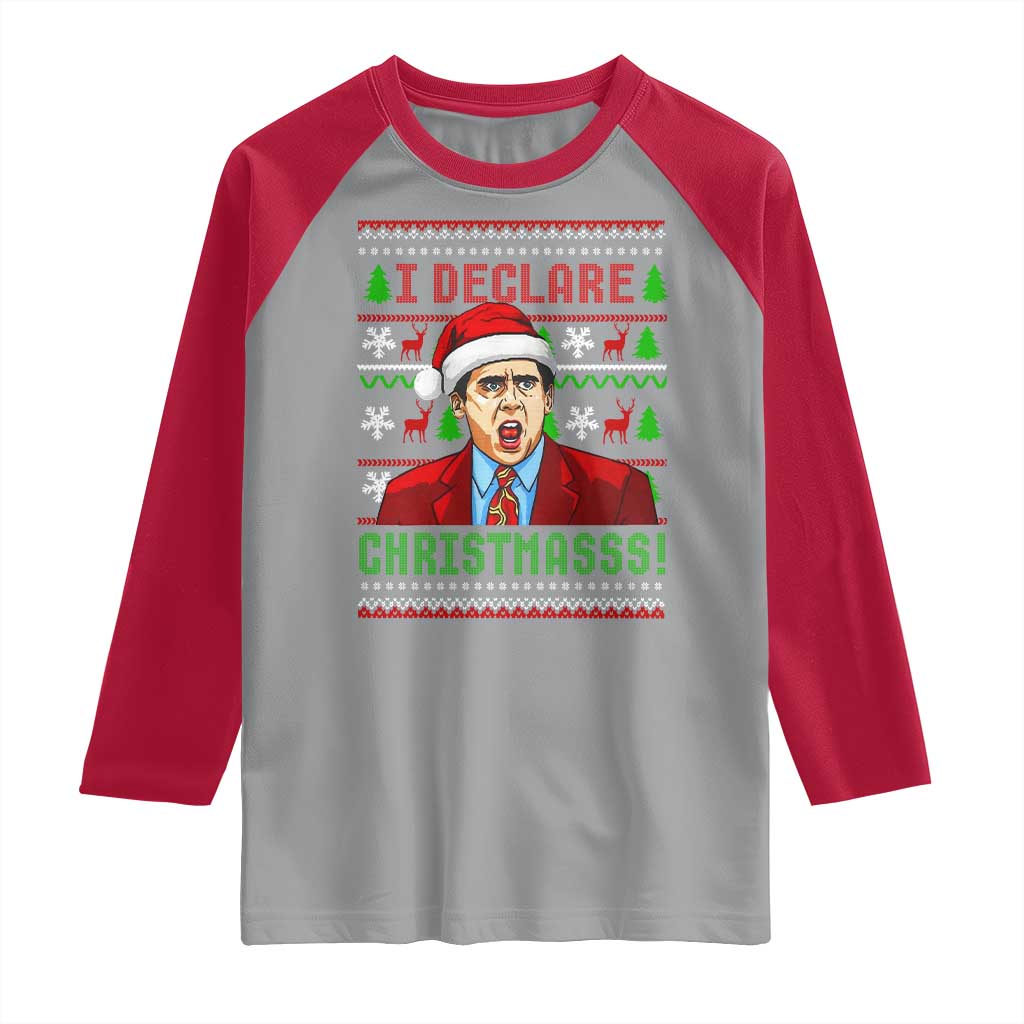 Funny I Declare Christmas Raglan Shirt Funny Christmas Office Holiday Meme - Wonder Print Shop