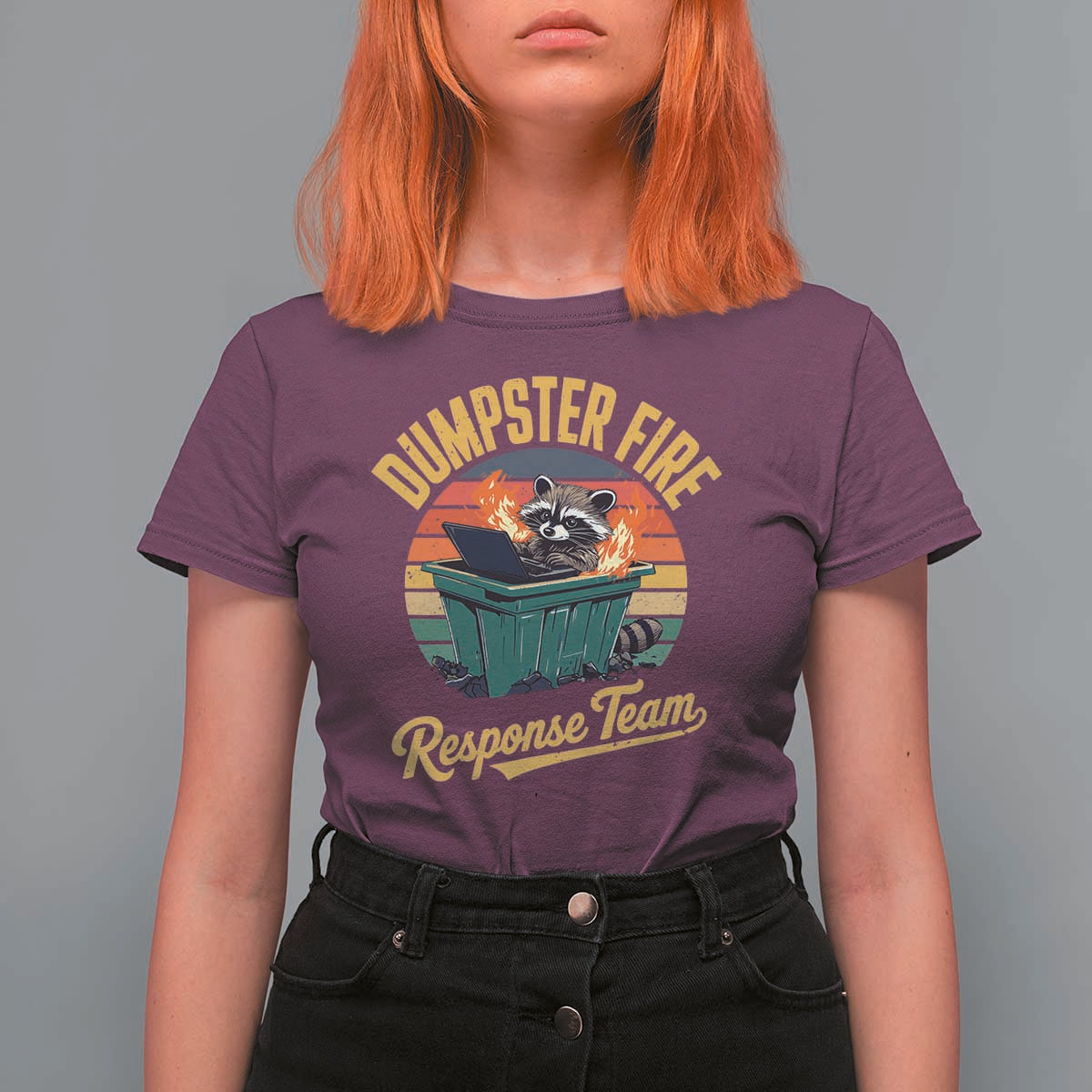 Funny Dumpster Fire Response Team T Shirt For Women Work Humor - Wonder Print Shop