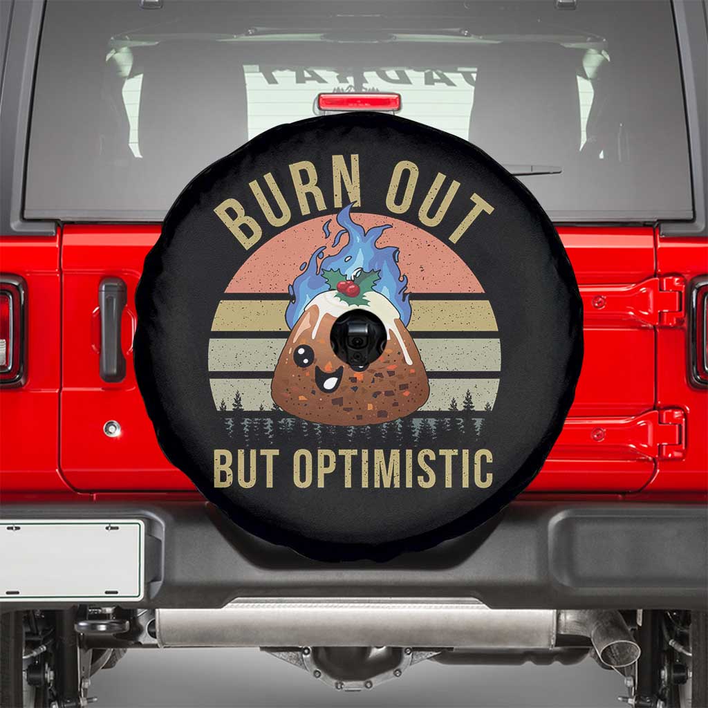 Funny Christmas Pudding Spare Tire Cover Burn Out But Optimistic Blue Flame - Wonder Print Shop