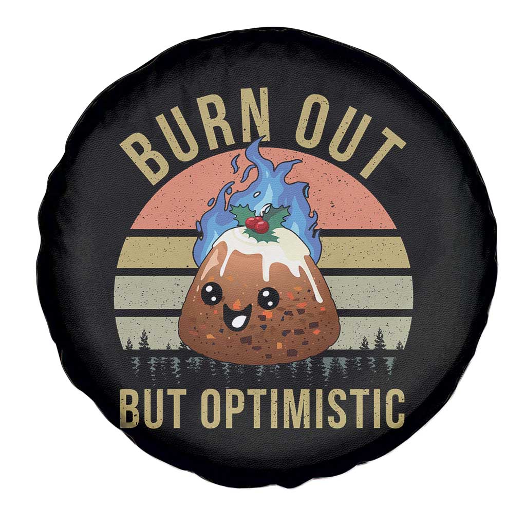 Funny Christmas Pudding Spare Tire Cover Burn Out But Optimistic Blue Flame - Wonder Print Shop