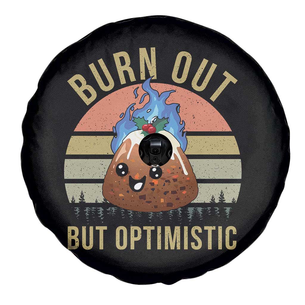 Funny Christmas Pudding Spare Tire Cover Burn Out But Optimistic Blue Flame - Wonder Print Shop