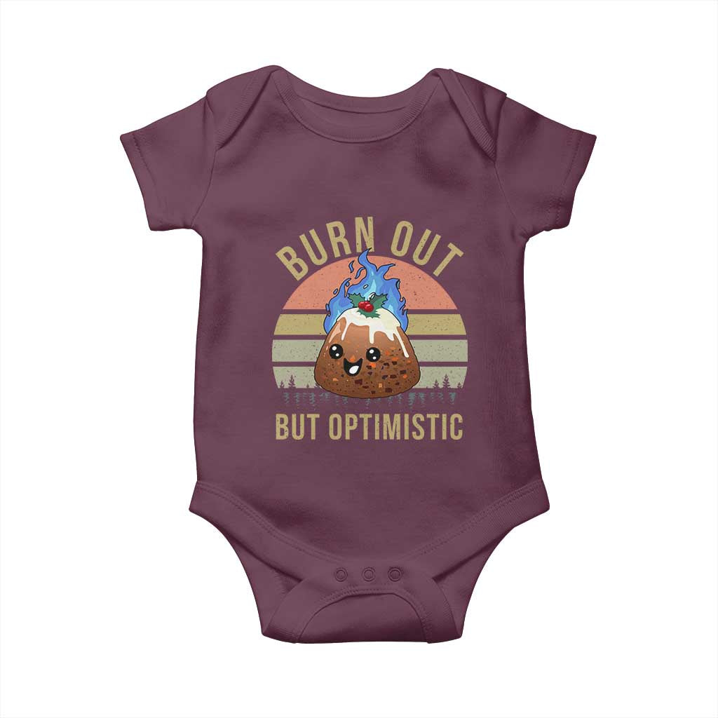 Funny Christmas Pudding Baby Onesie Burn Out But Optimistic Blue Flame - Wonder Print Shop