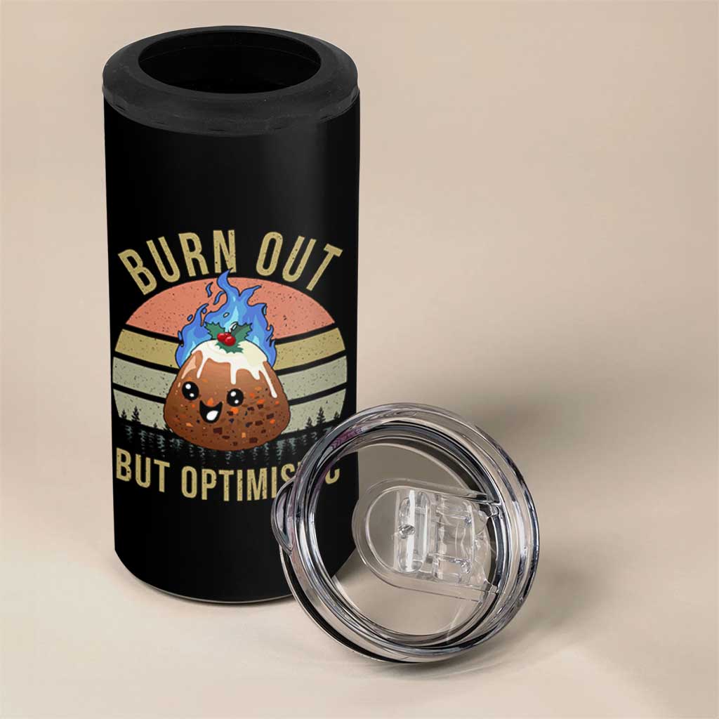 Funny Christmas Pudding 4 in 1 Can Cooler Tumbler Burn Out But Optimistic Blue Flame - Wonder Print Shop